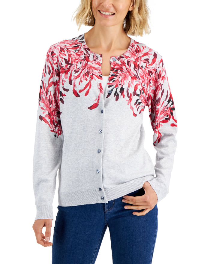 Karen Scott Womens Brushstroke Cardigan