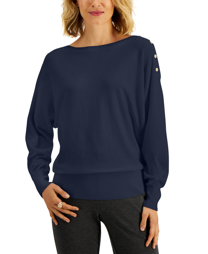 Dolman Button-Trim Sweater