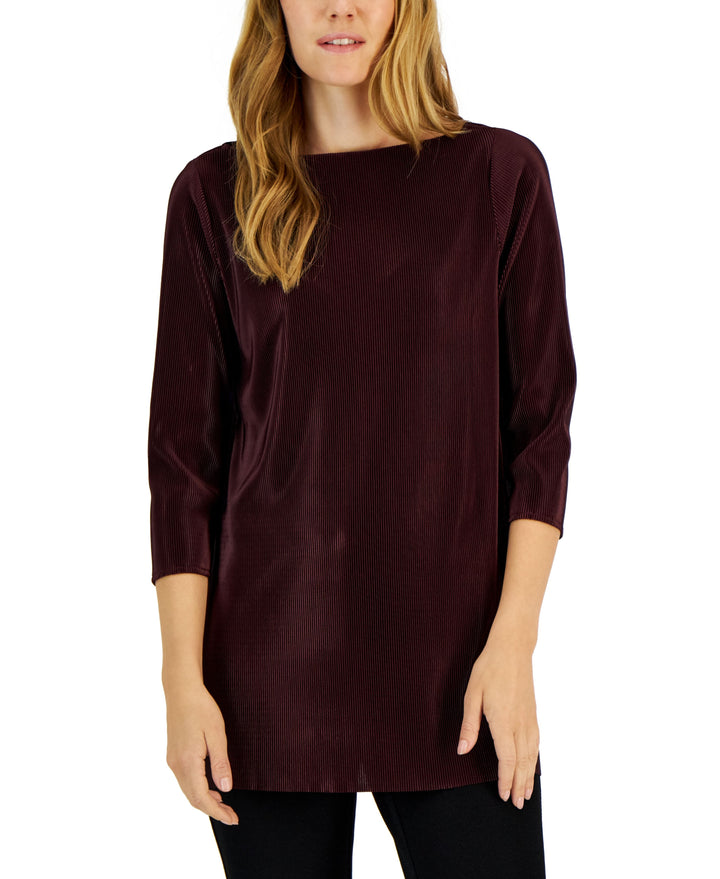 Alfani Womens Textured Pleated Split-Hem Tunic