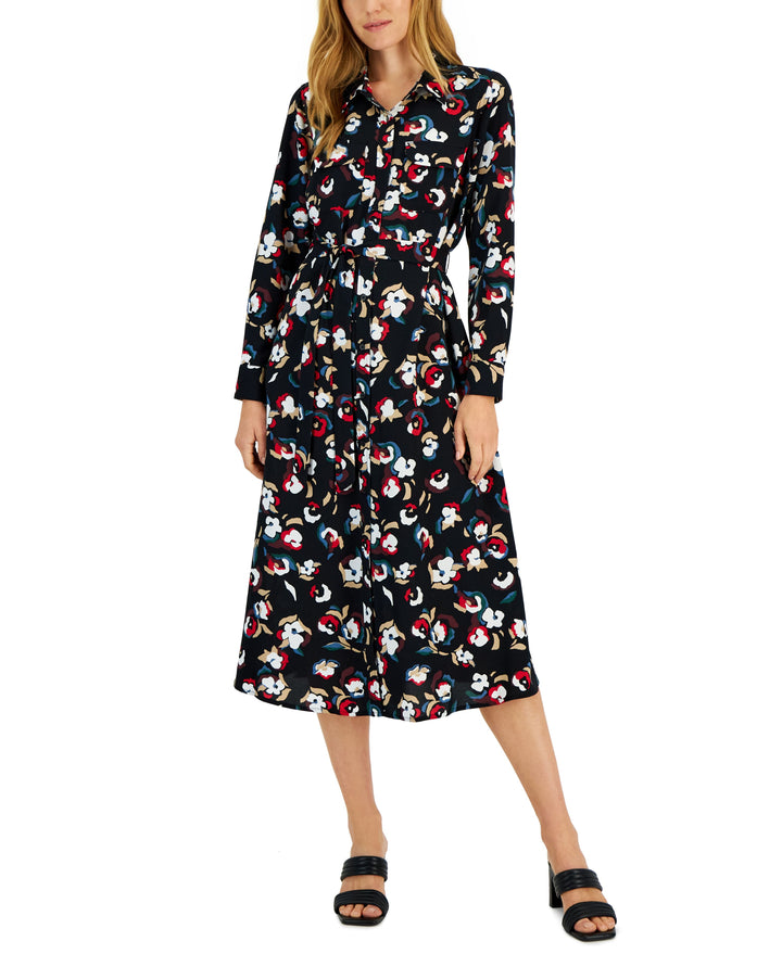 Alfani Womens Belted Shirtdress