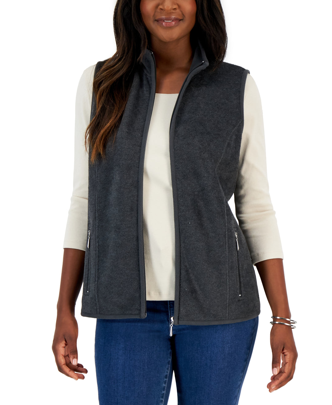 Petite Princess-Seam Zeroproof Zip-Front Vest