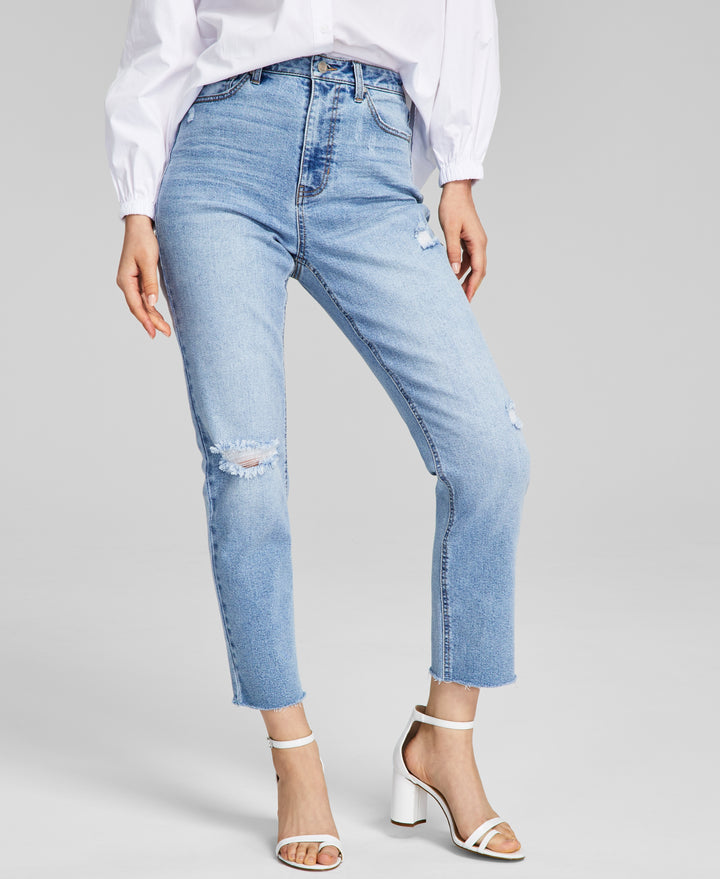 Women's True Mom Button-Fly Ripped Jeans Oren 24
