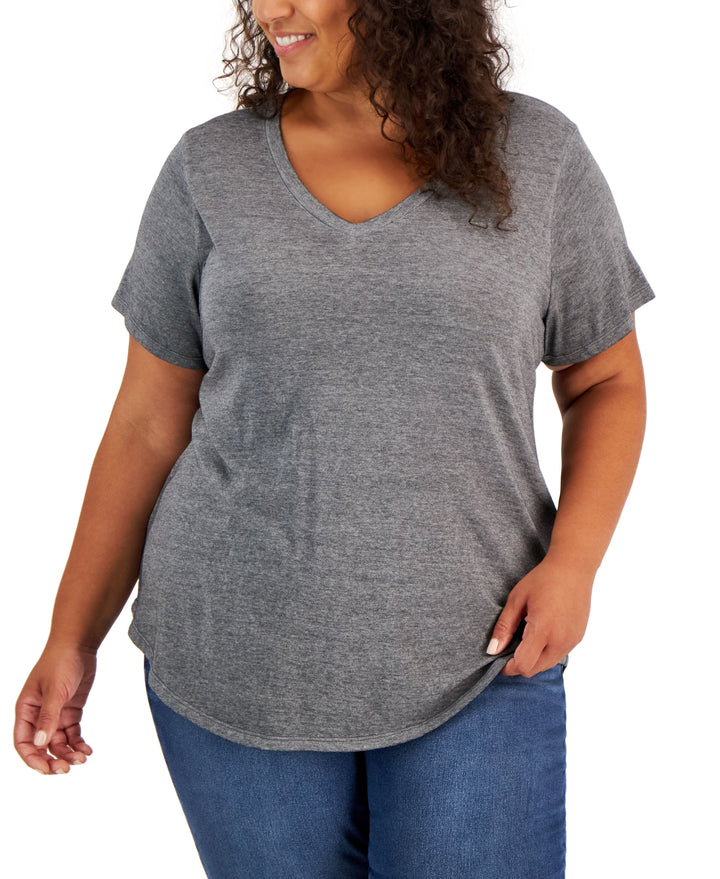 Style & Co Plus Size Solid Burnout T-Shirt