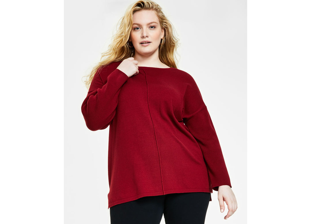Plus Size Front-Seam Tunic Sweater