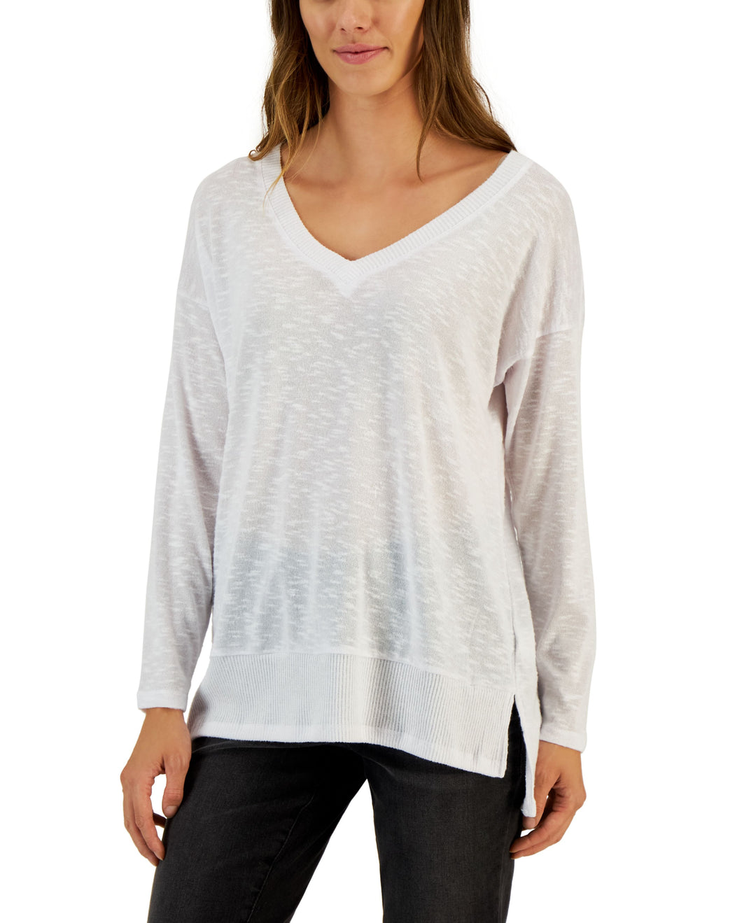 Style & Co Womens V Neck Snit Top