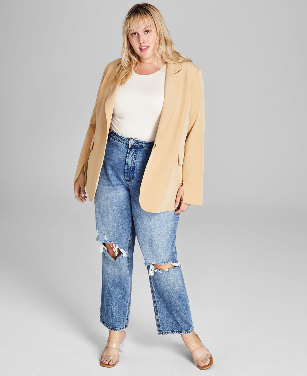 Now This Trendy Plus Size Oversized Boyfriend Blazer