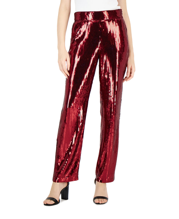 INC International Concepts Womens Sequin Straight Leg Pants