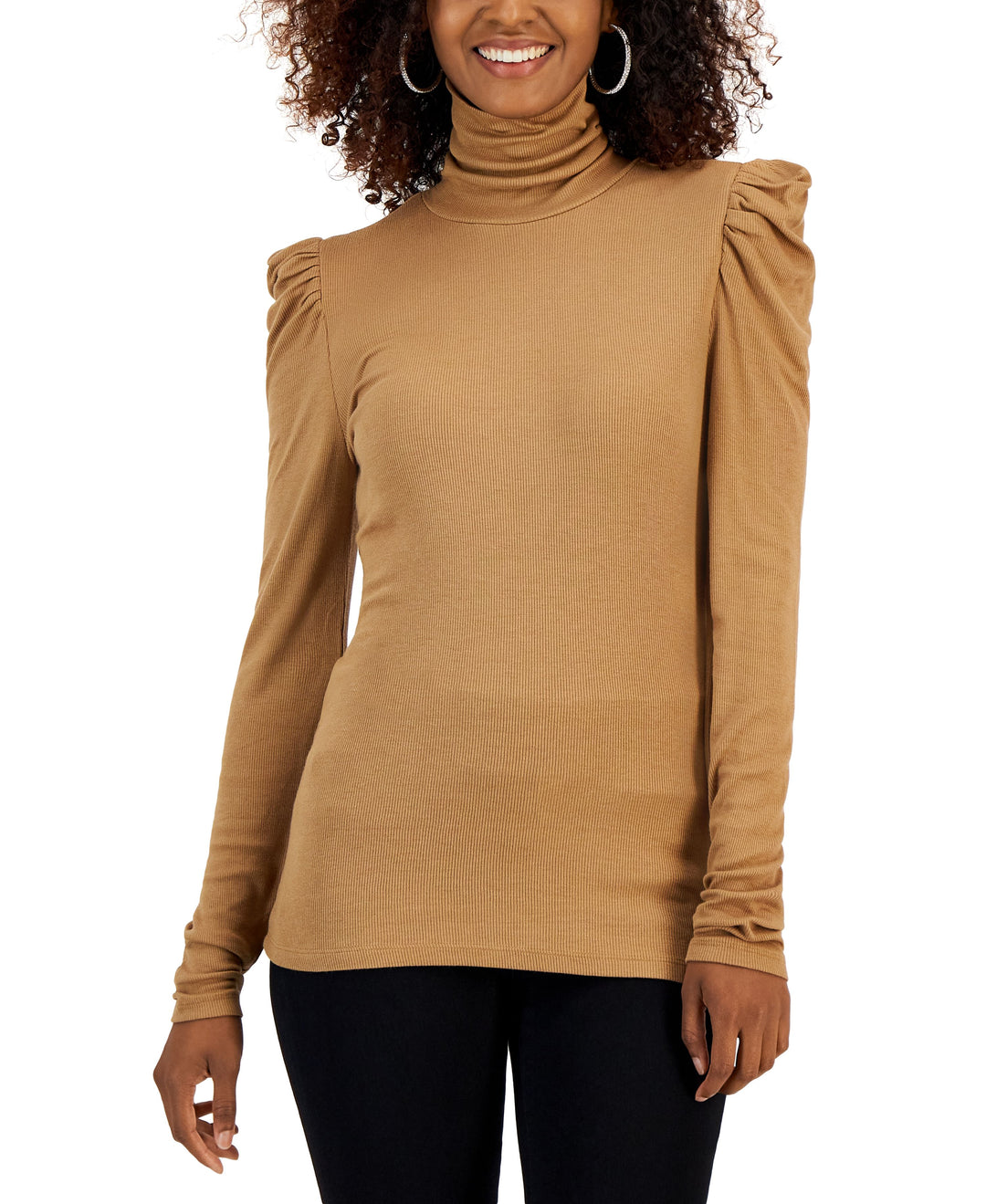 Women's Puff-Sleeve Turtleneck Top