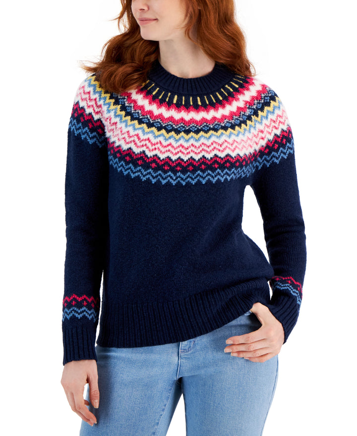 Style & Co Petite Lurex Fair Isle Sweater