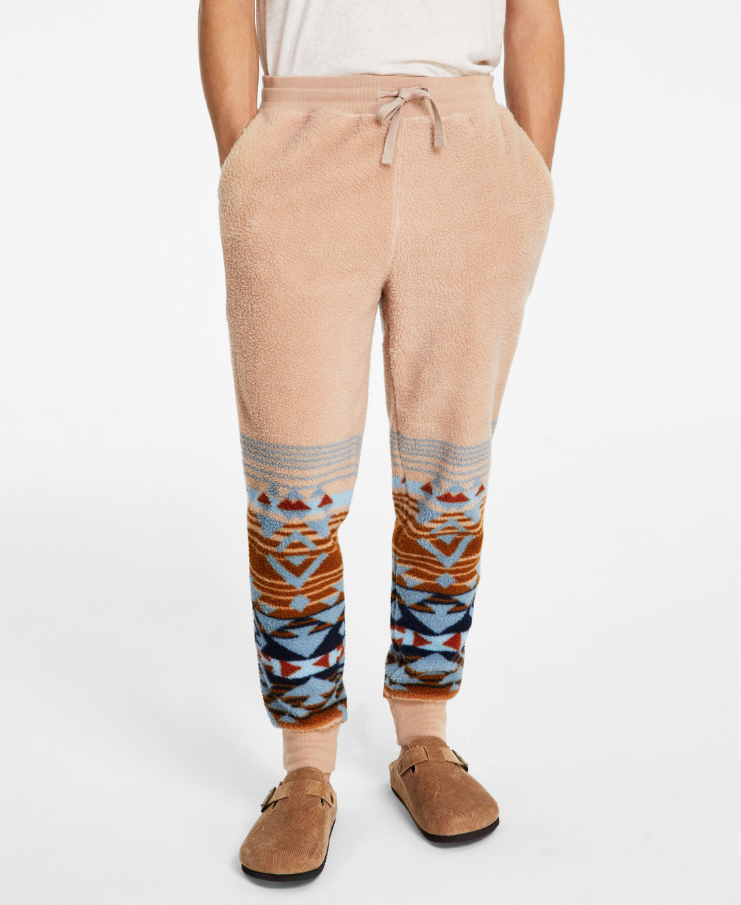Men's Desert Snow Geo-Print Fleece Joggers