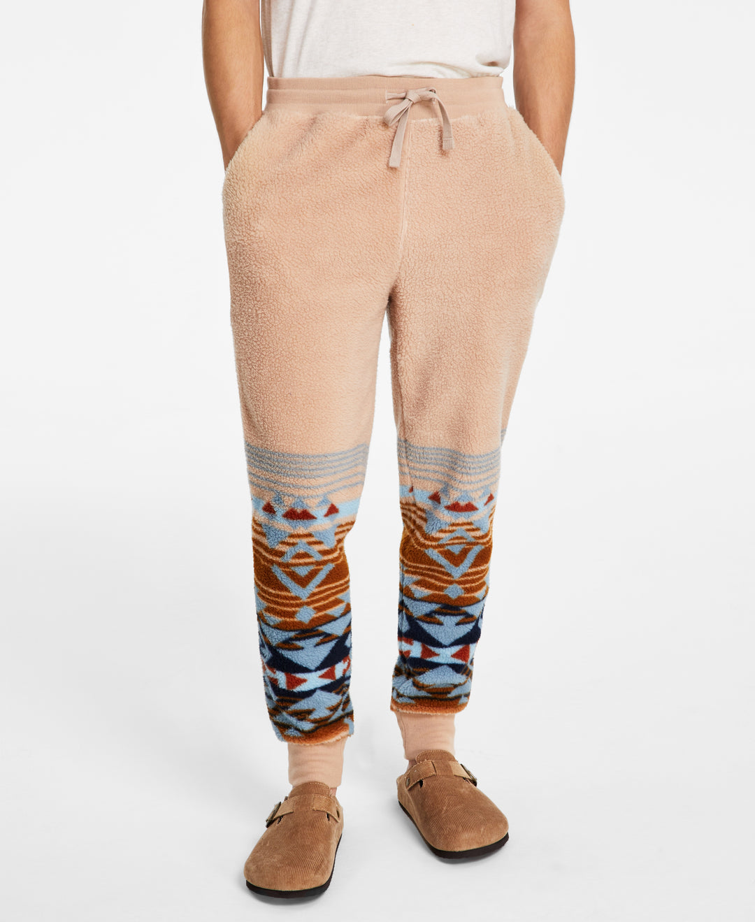 Men's Desert Snow Geo-Print Fleece Joggers