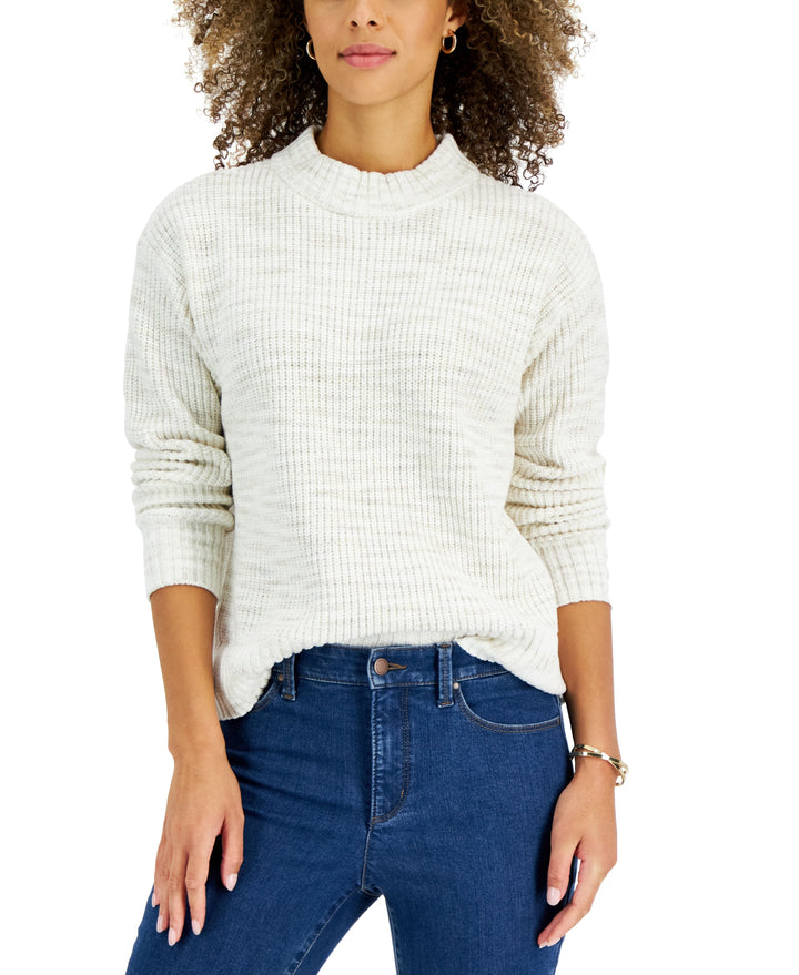 Style & Co Womens Space Dye Mock Neck Sweater