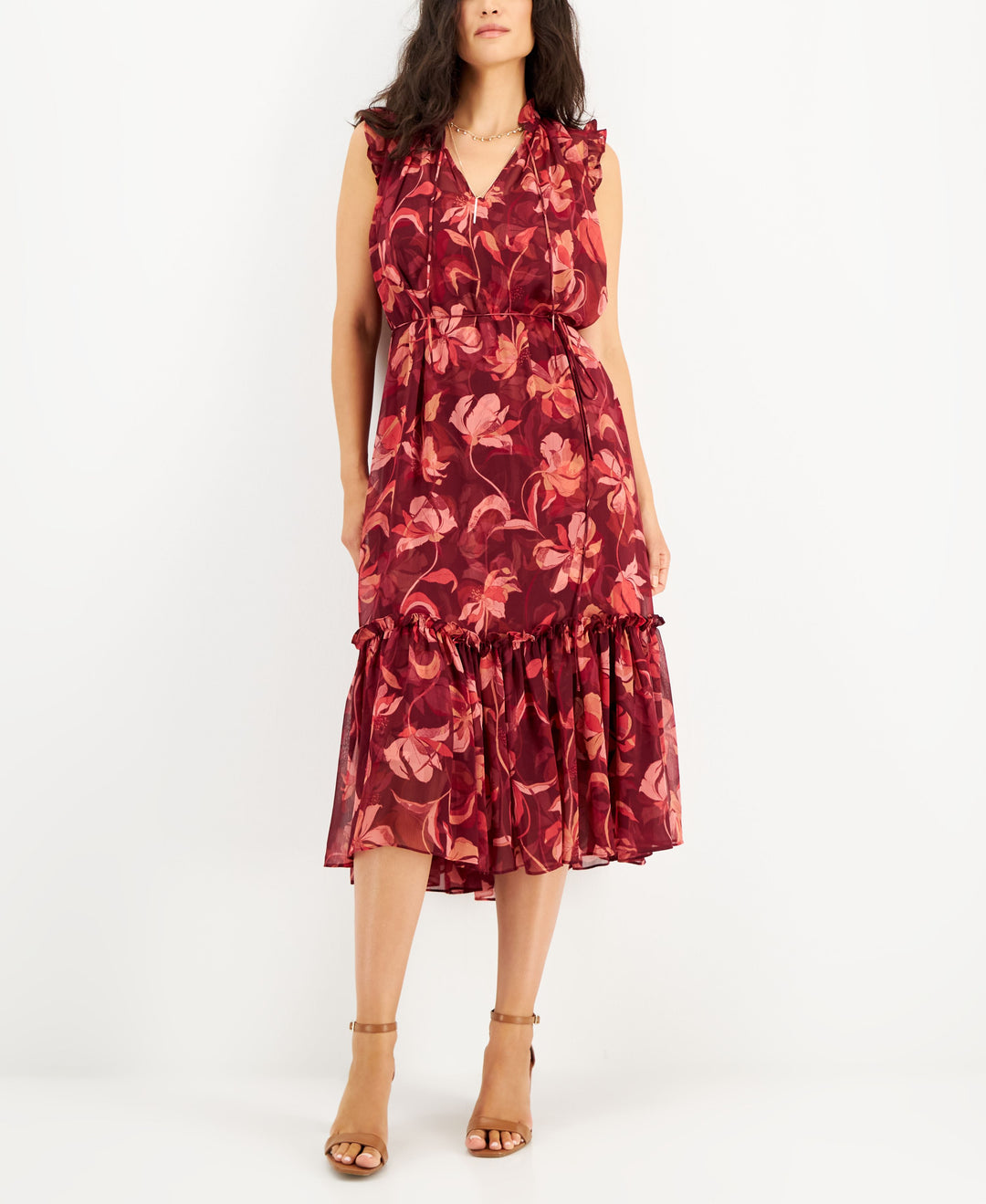 INC International Concepts Womens Floral Print Flutter Sleeve Dress