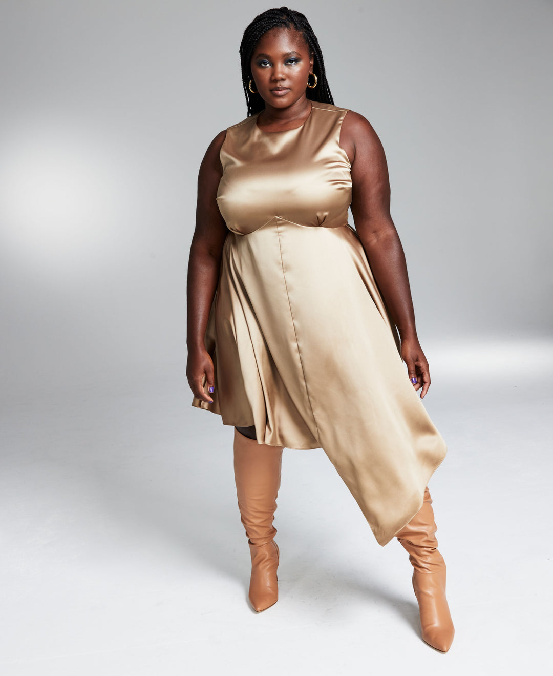 Googoo Atkins Trendy Plus Size Sleeveless Asymmetrical Mini Dress