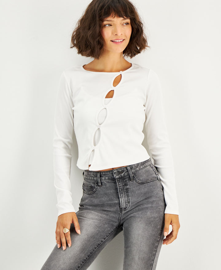 Women's Ribbed Cutout Top