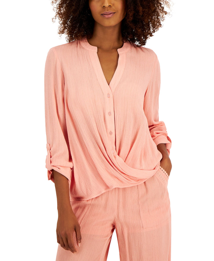 INC International Concepts Womens Button Down Front Twist Blouse