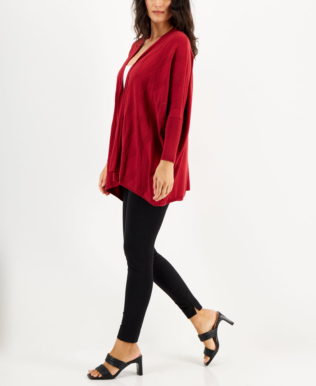 Alfani Womens Diamond Stitch Open Front Cardigan