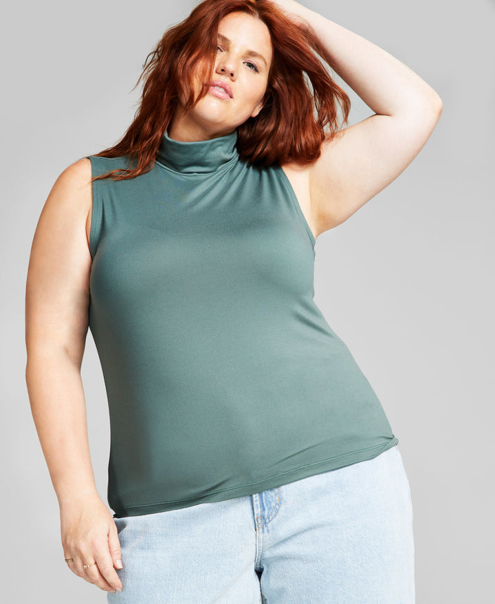 Plus Size Sleeveless Turtleneck Top