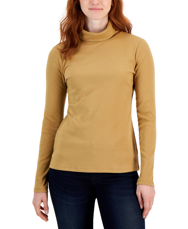 Style & Co Womens Ribbed Turtleneck Top