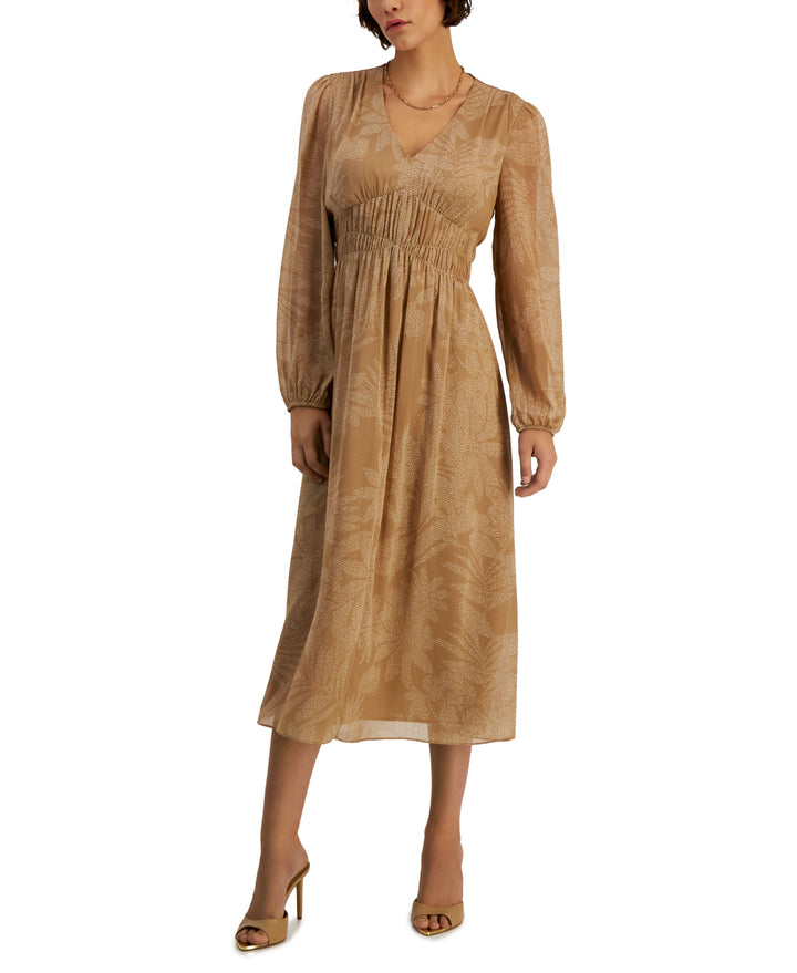 INC International Concepts Womens Printed V Neck Chiffon Dress