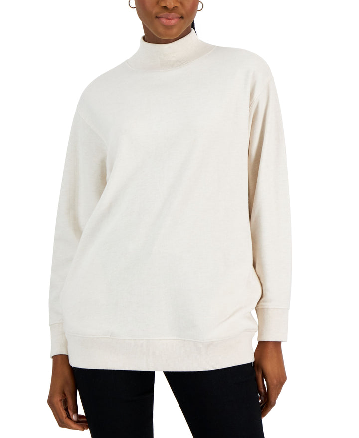 Style & Co Petite Mock Neck Ribbed Edge Sweatshirt