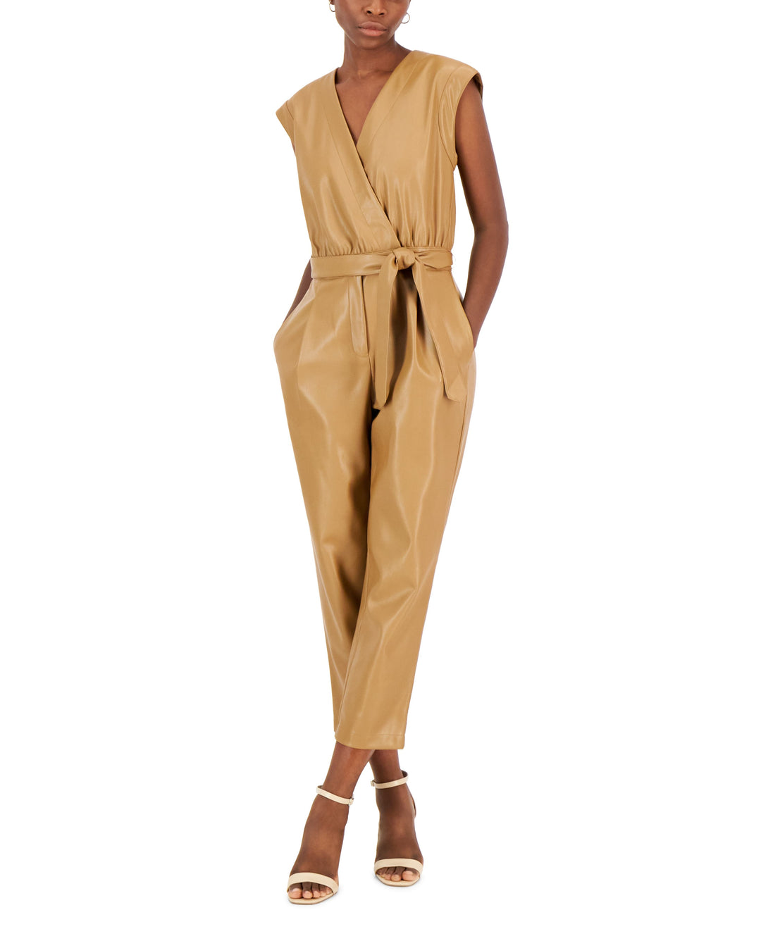 INC International Concepts Womens Faux Leather Jumpsuit