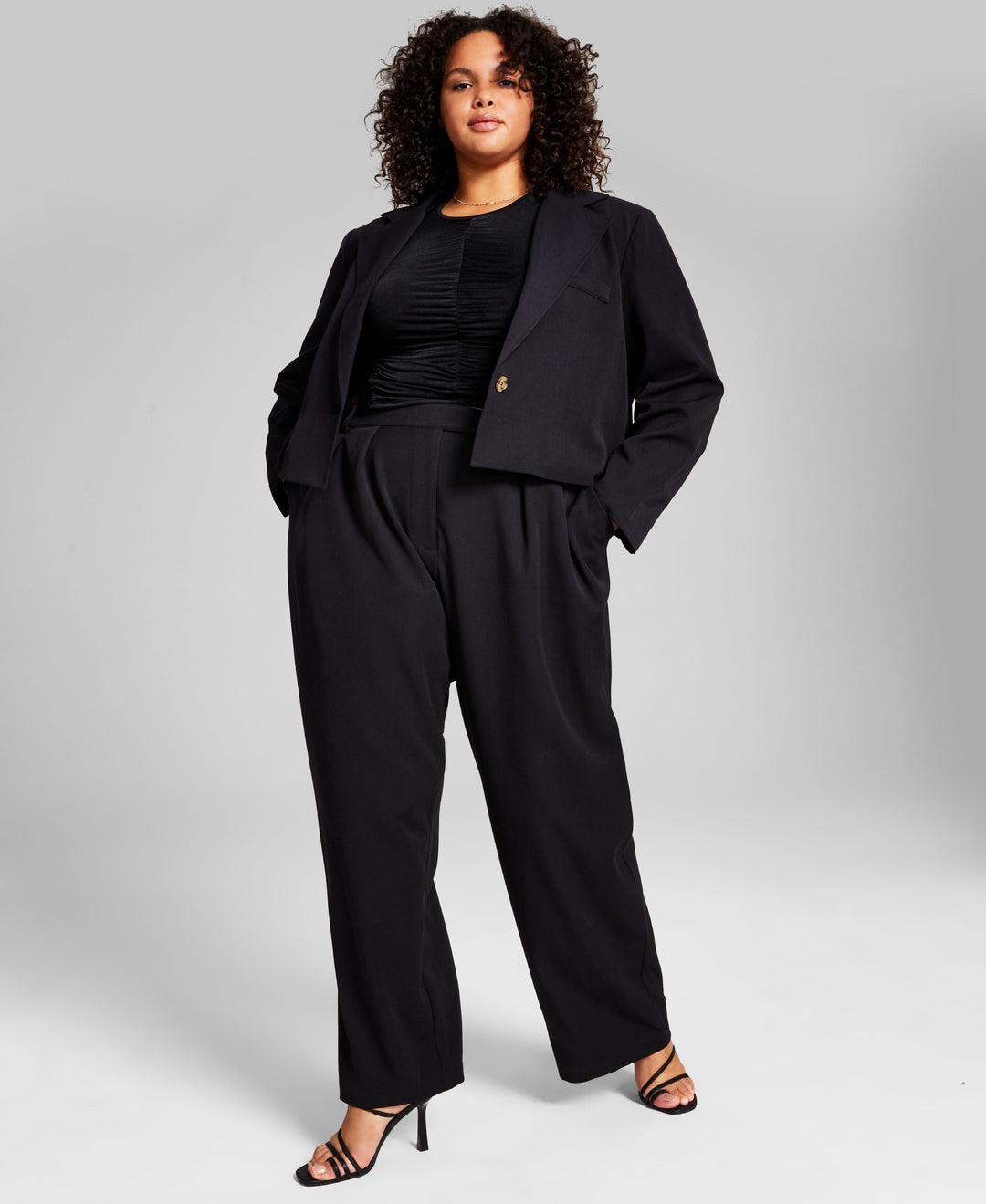 Now This Trendy Plus Size Puff Sleeve Velvet Top