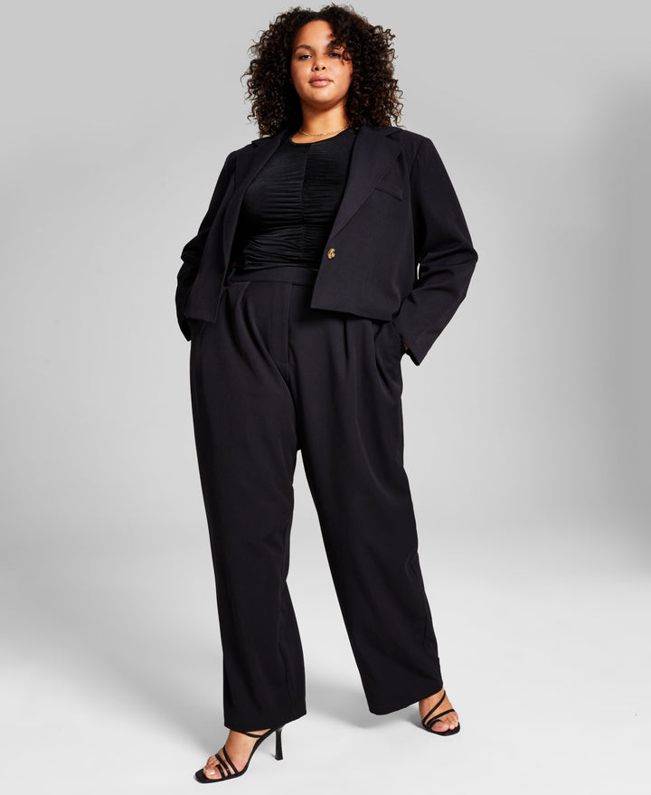 Now This Trendy Plus Size Puff Sleeve Velvet Top