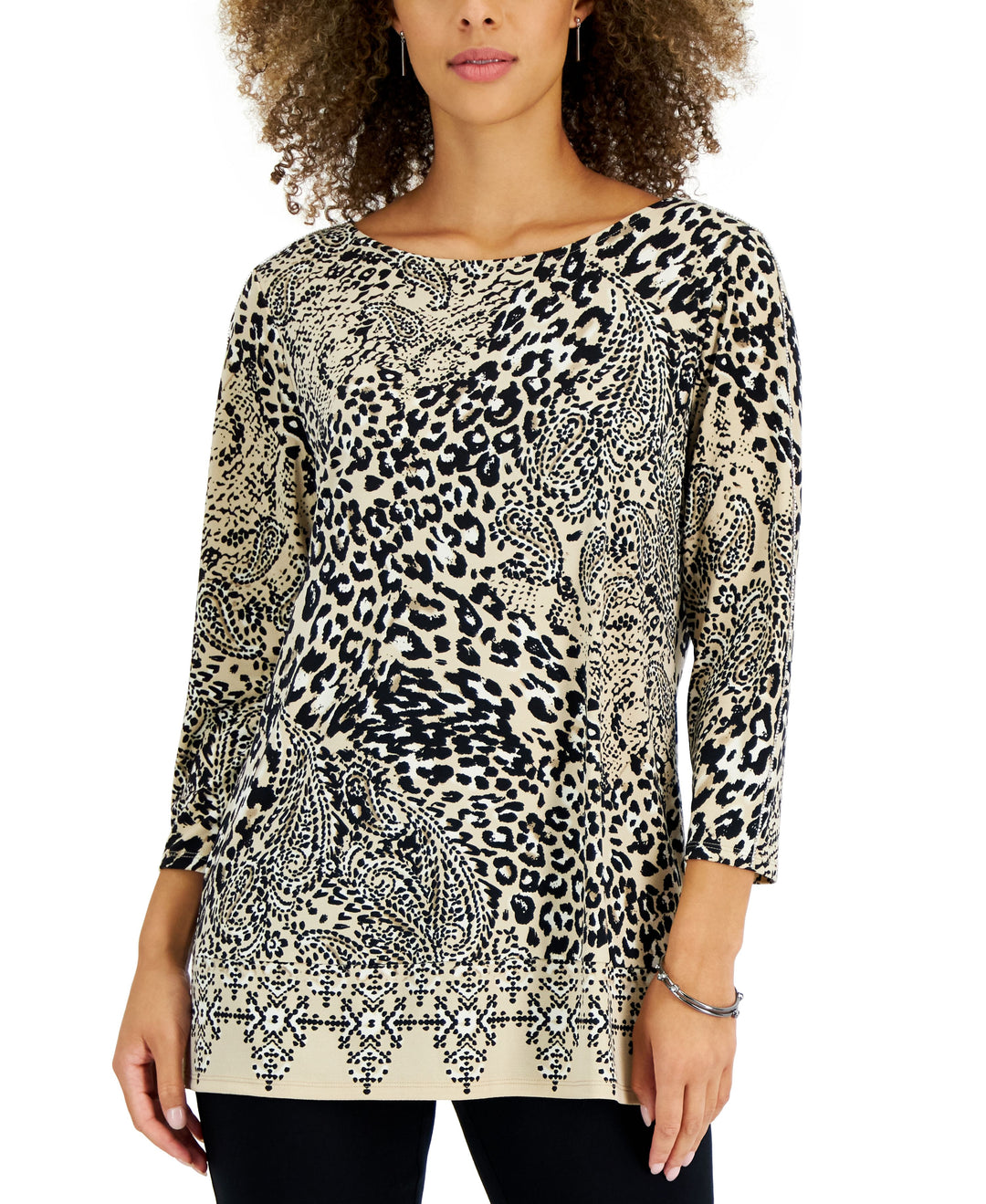 JM Collection Petite Wild Movement Embellished Printed Tunic