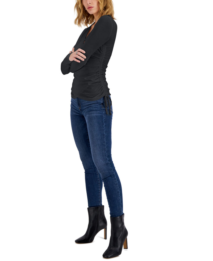 INC International Concepts Womens Side Ruched Surplice Top