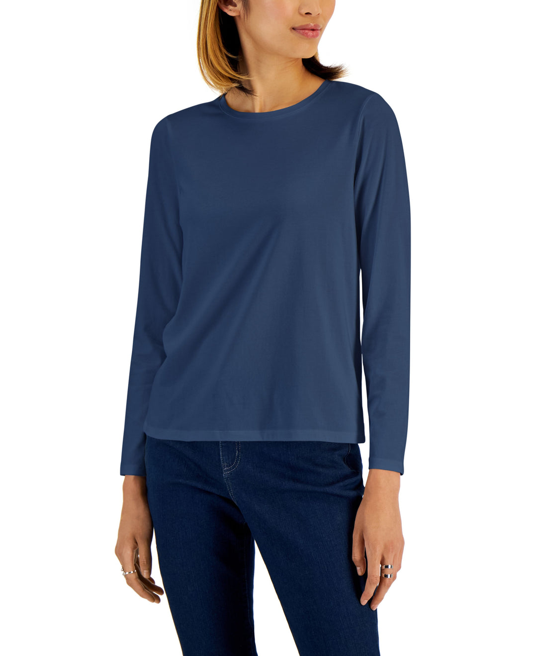 Style & Co Petite Classic Solid Long Sleeve T-Shirt