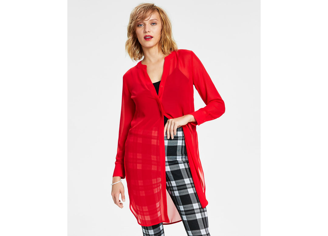Bar III Semi Sheer Tunic Blouse
