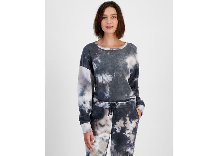 Juniors' Tie-Dyed Drop-Shoulder Long-Sleeve Top