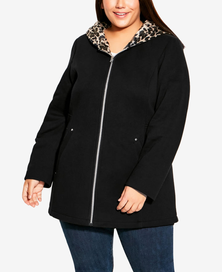 Plus Size Animal Contrast Jacket