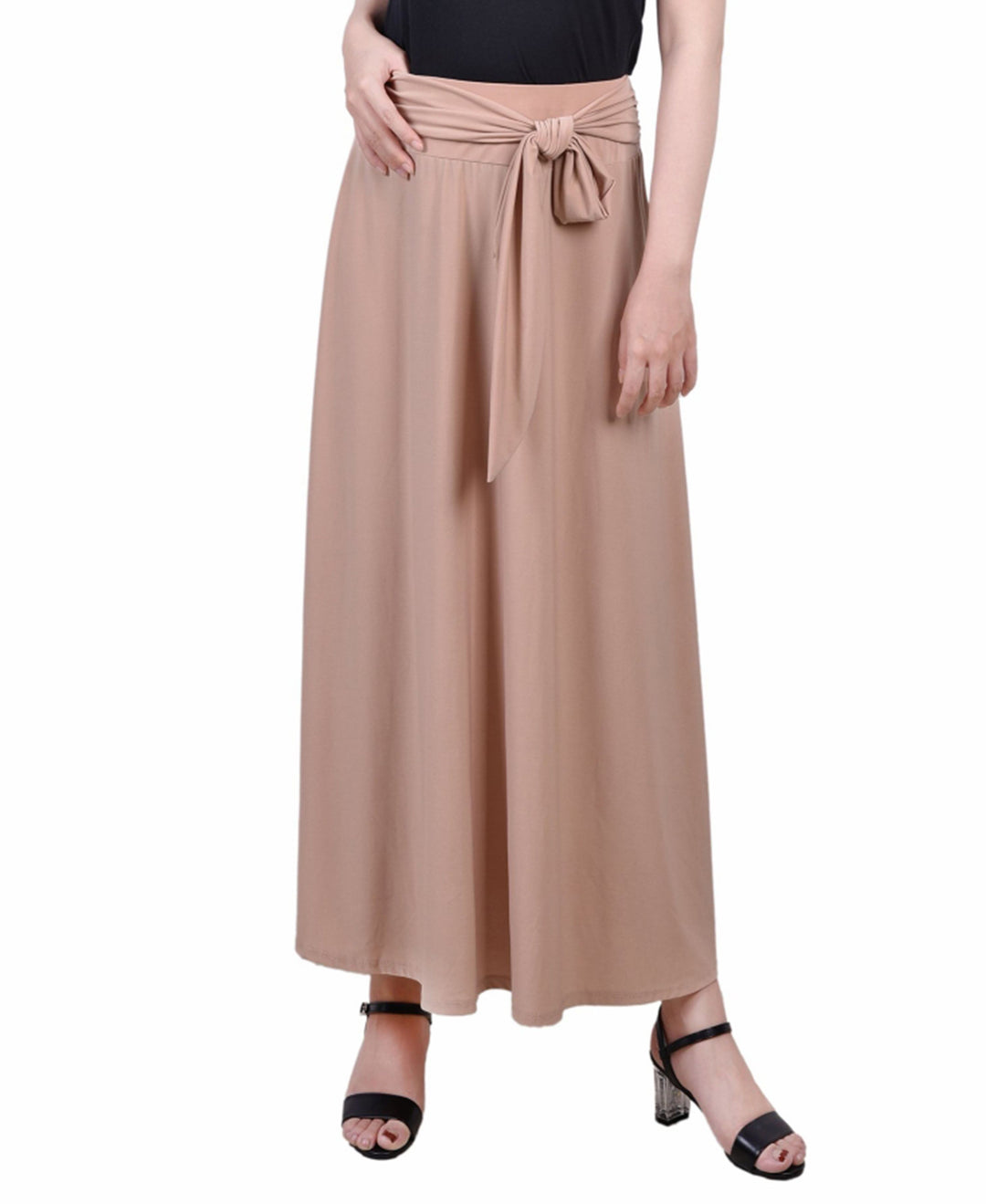 NY Collection Petite Maxi Skirt With Sash Waist Tie