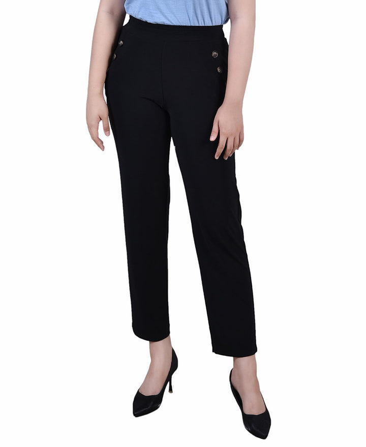 NY Collection Petite Wide Waist Pull On Pants