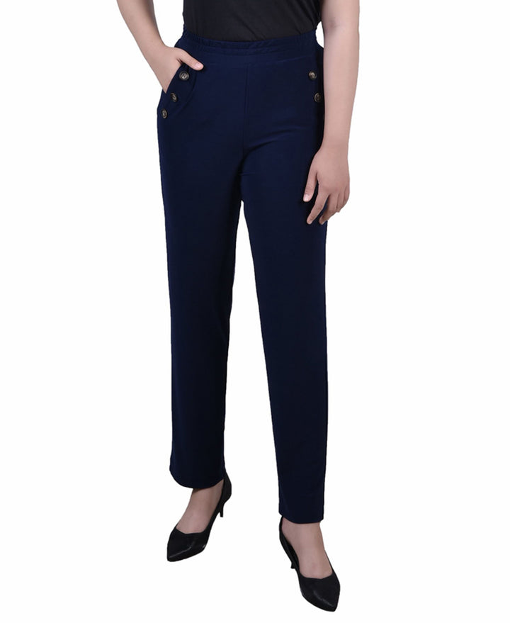 NY Collection Petite Wide Waist Pull On Pants