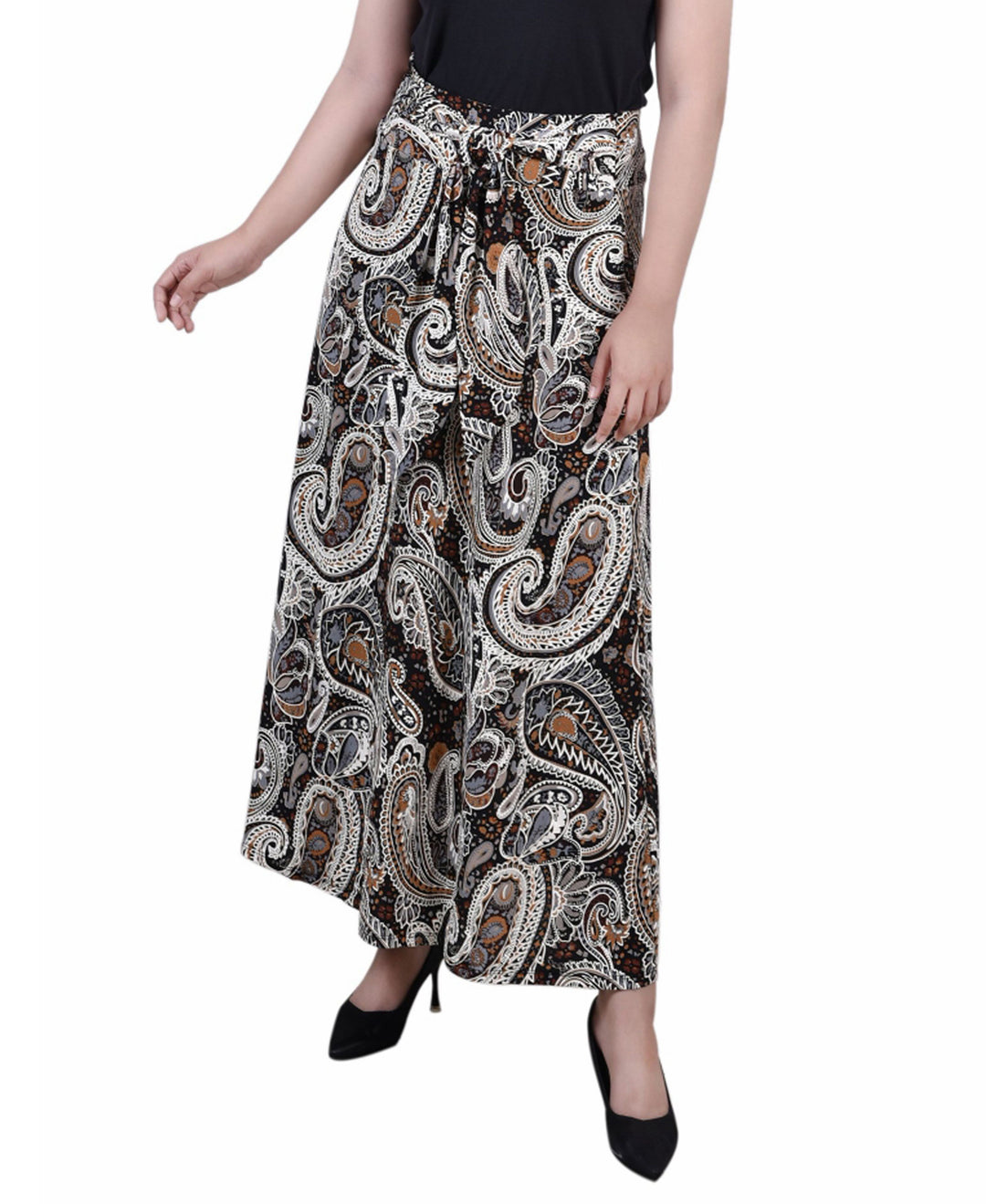 Petite Printed Maxi Skirt with Sash Waist Tie