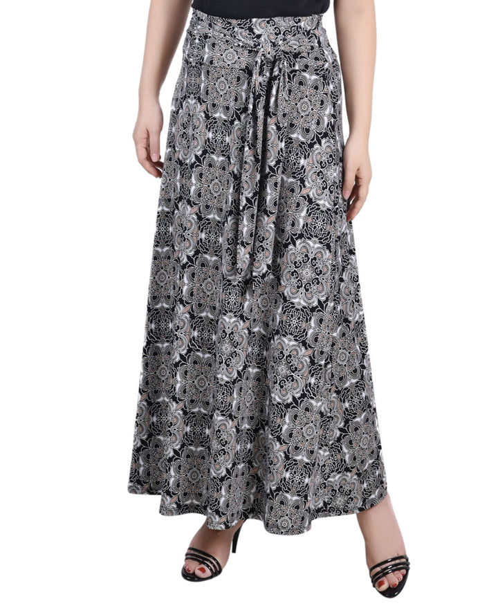 Petite Printed Maxi Skirt with Sash Waist Tie