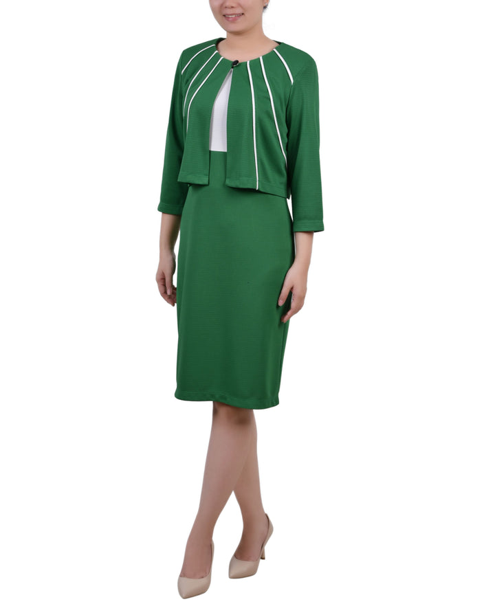 Petite Two Piece Jacket and Dress Set