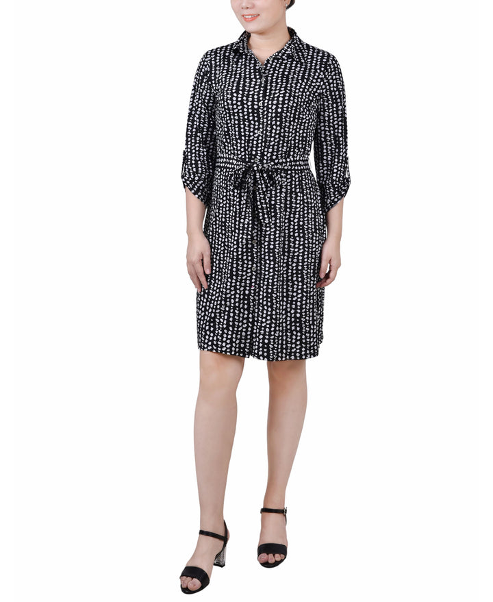 petite shirt dresses with sleeves Crown & Ivy Petite Short Sleeve Meredith Shirt Dress