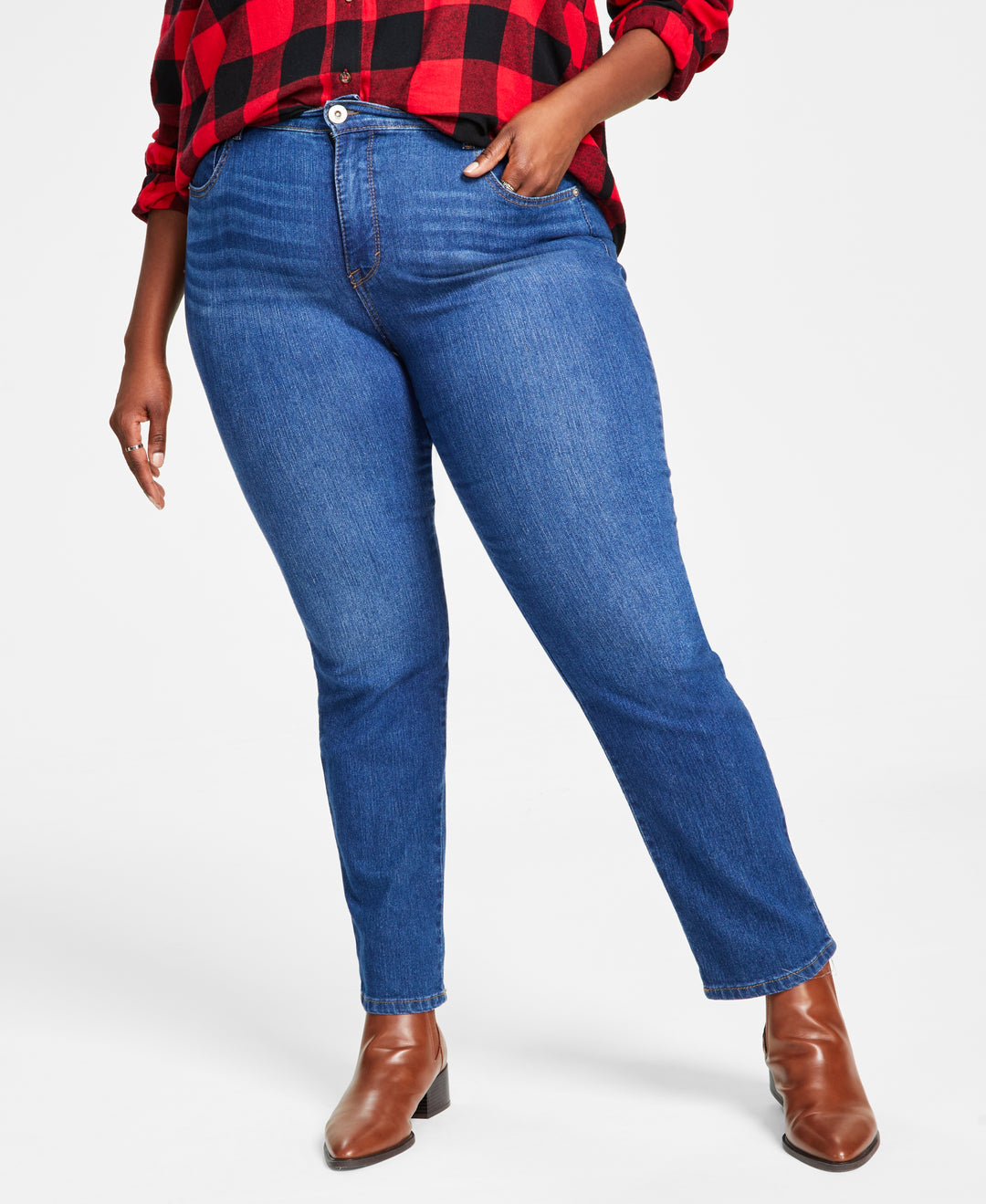 Plus Size High-Rise Straight Jeans