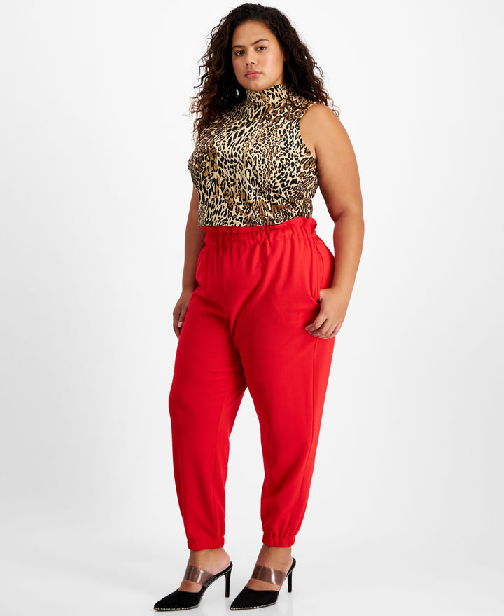 Bar III Trendy Plus Size Paperbag Waist Jogger Pants