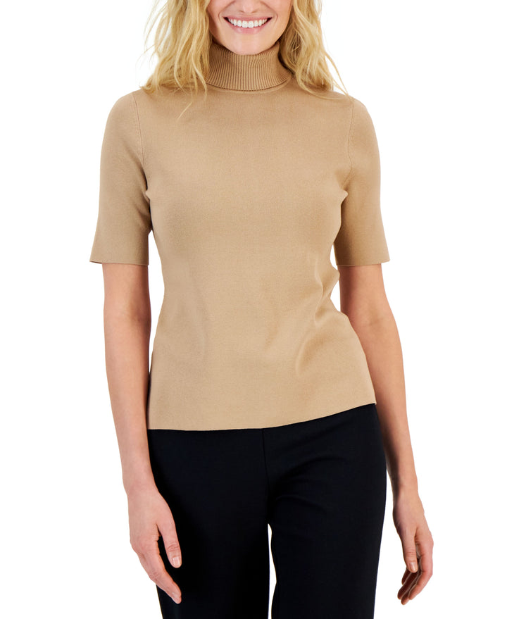Petite Half-Sleeve Turtleneck Sweater
