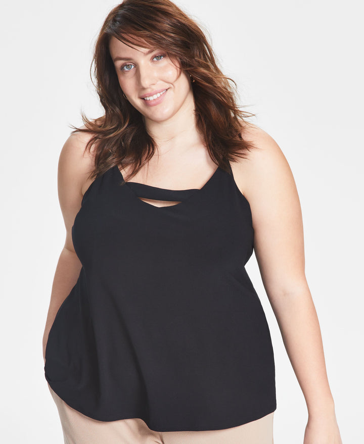 Bar III Trendy Plus Size Zip Back Halter Top