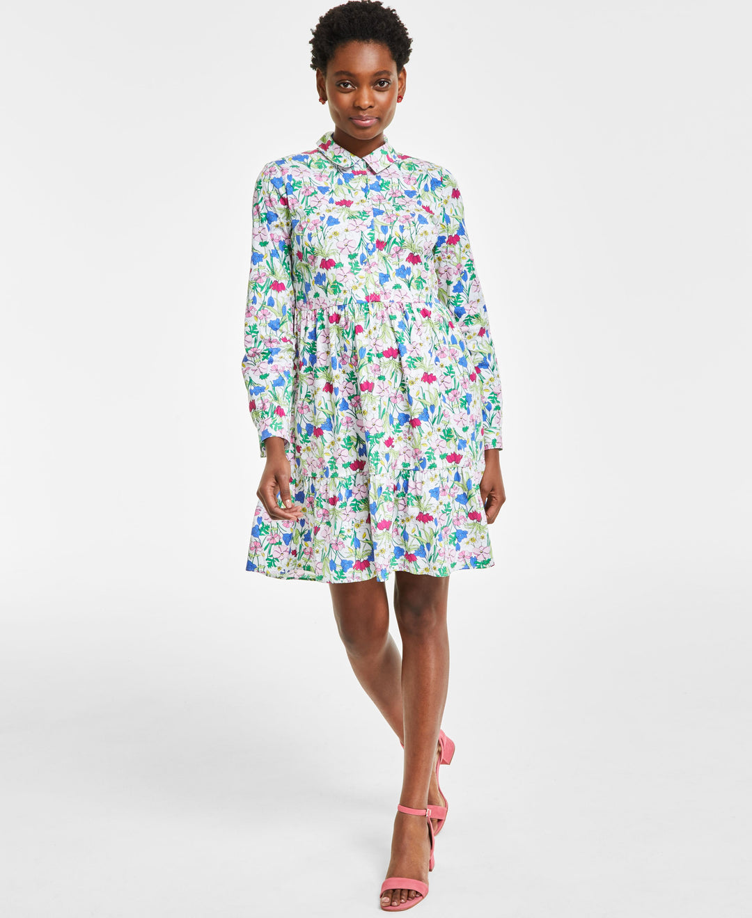 Petite Mommy & Me Floral-Print Long-Sleeve Shirtdress