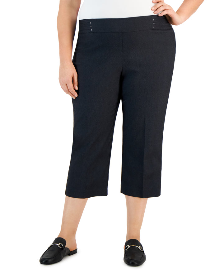 Plus Size Tummy Control Pull-On Capri Pants