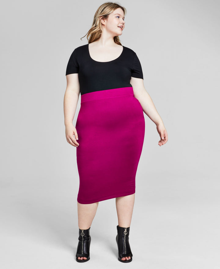 Trendy Plus Size Bodycon Jersey Midi Skirt