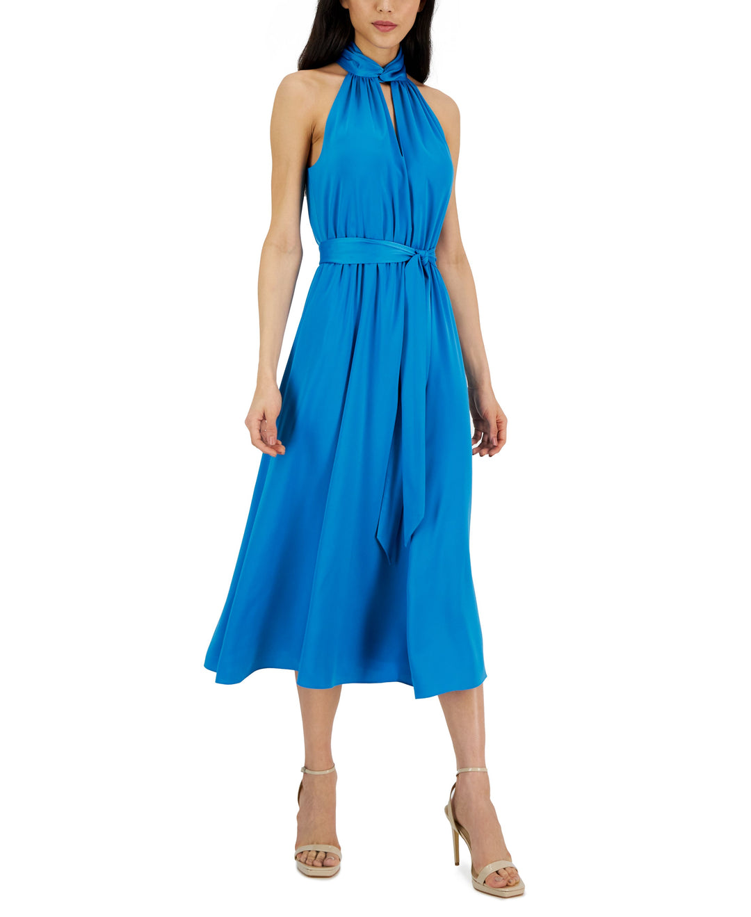 Anne Klein Womens Twist-Neck Sleeveless Midi Dress – USAFashion