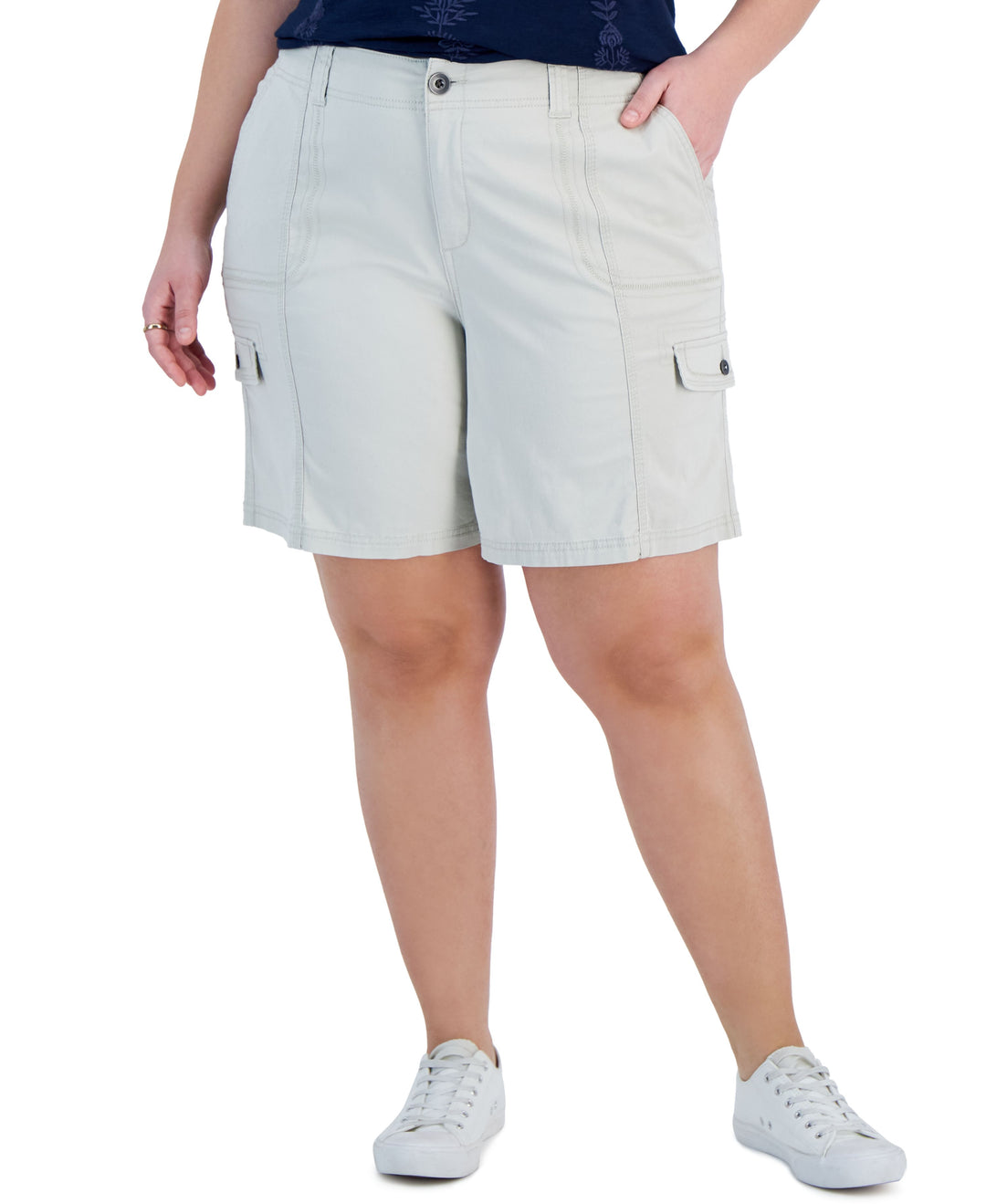 Plus Size  Comfort-Waist Cargo Shorts